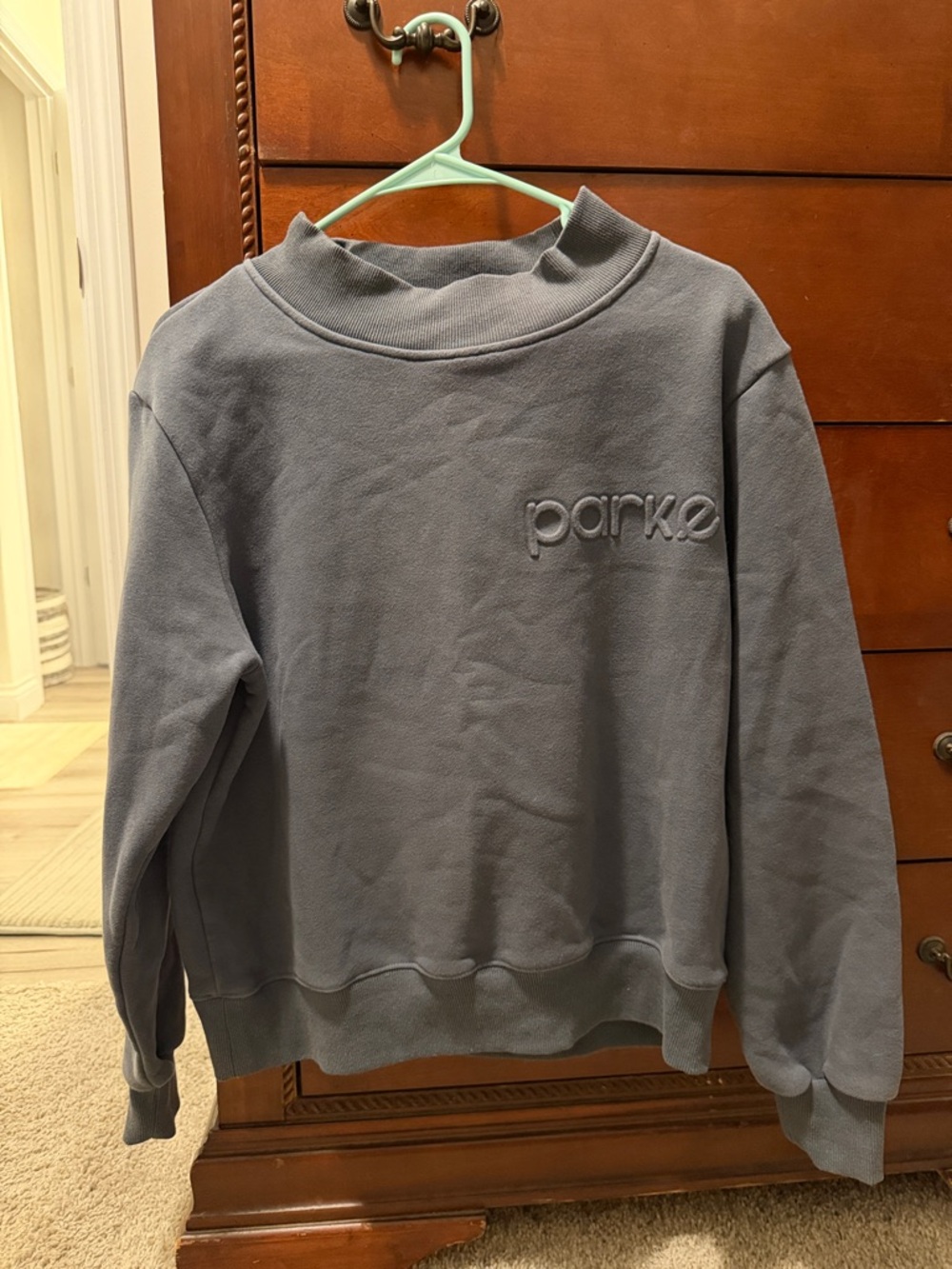 PARKE Embroidered Crewneck Sweatshirt - Dusty Blue